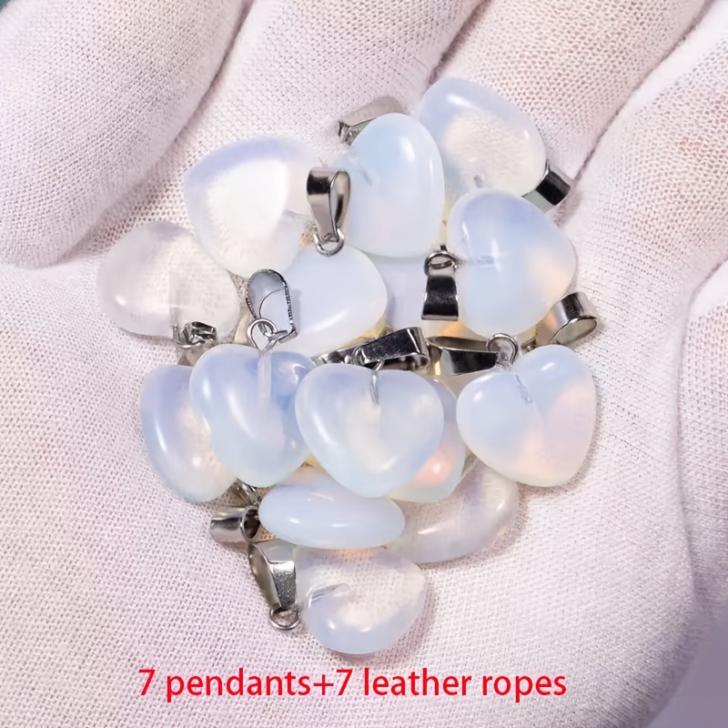 Natural Stone Heart-Shaped Pendant Set for DIY